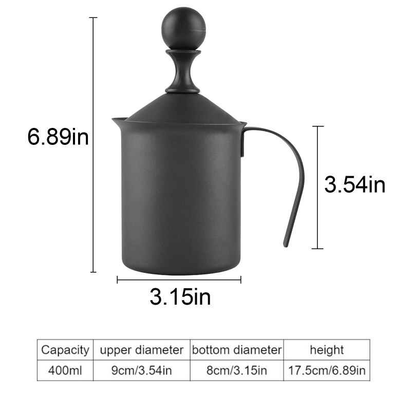 400/800Ml Handmatige Melkopschuimer Rvs Double Mesh Melk Creamer Foam Mesh Koffie Kannen Foamer Coffe Maker koffie Kopjes Set: A