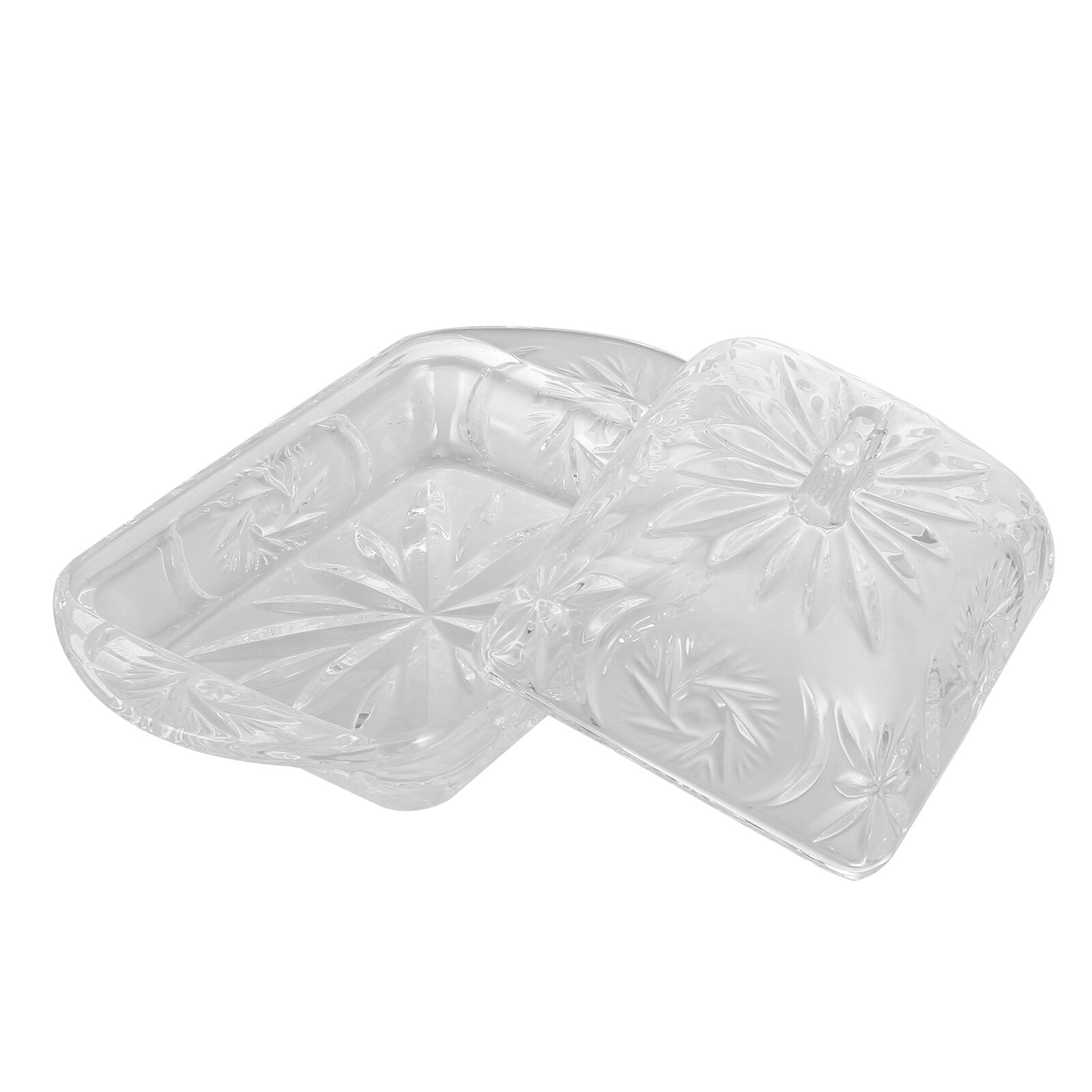 Plateau à beurre en verre Transparent, boîte à beurre, couvercle anti-poussière, plateau à gâteaux, vaisselle de table, beurre, Dessert, récipient alimentaire, 1 ensemble: Tray  06