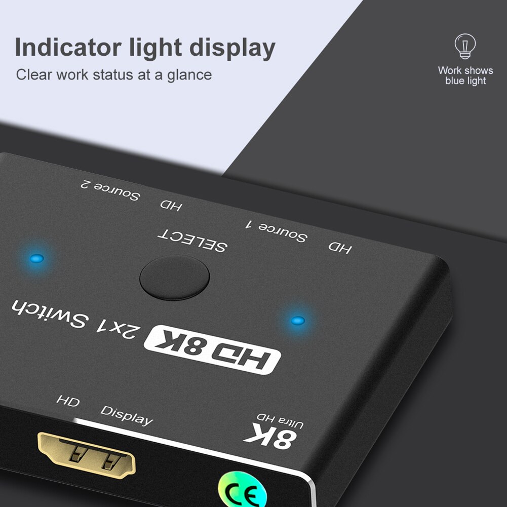 Hdmi-Compatibel 2.1 Switcher 2 In 1 Out 8K @ 60Hz 4K @ 120Hz Ultra hd Switcher Adapter Splitter Voor PS4 Tv Box Hdtv Xbox Projector