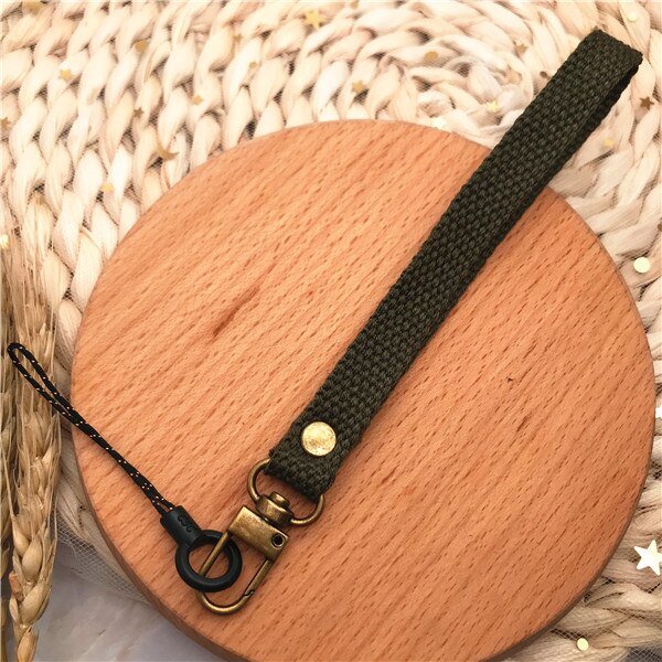 Moda unissex multi chaveiro tecido de lona webbing casual alça do telefone móvel para cartão de identificação chave pulseira usb crachá titular alça de pulso: dark green