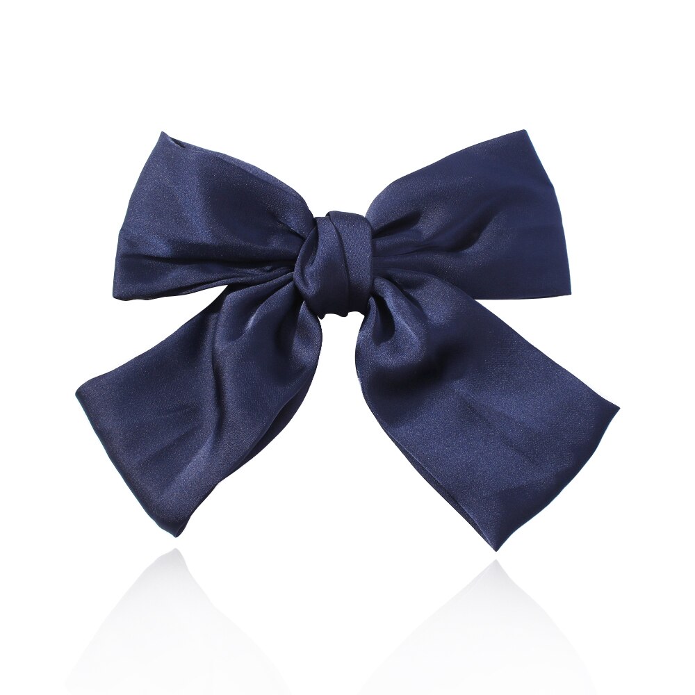 17 Colors Big Bow Clip Soft Stain Bowknot Barrettes Hairpins for Women Dot Flower Pattern Bow Ties Ponytail Hair Accessories: 4
