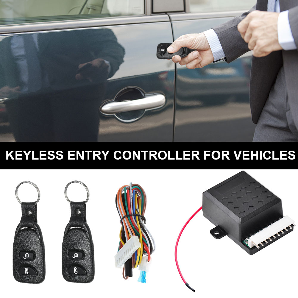 12V Vehicle Keyless Entry System with 2 Remote Control Auto Locking Security Keyless Entry Kit Universal Auto Remote Central Kit