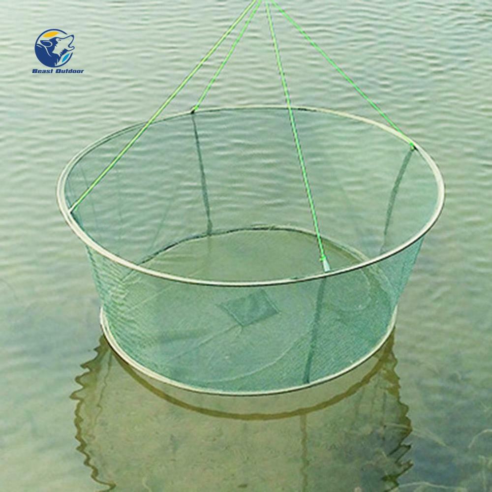 Portable Folding Fishing Net Fish Cast Shrimp Crayfish Catcher Open Gear Round Lifting Net Outdoor Fishing Tool Fishing Net