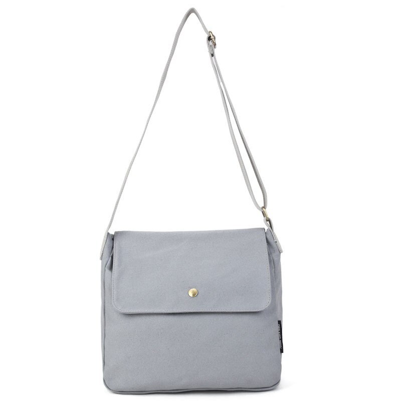 Women Simple Canvas Shoulder Bag Ladies Pure Cotton Cloth Crossbody Bag Casual Cute Messenger Bags Girls School Books Totes: Gray