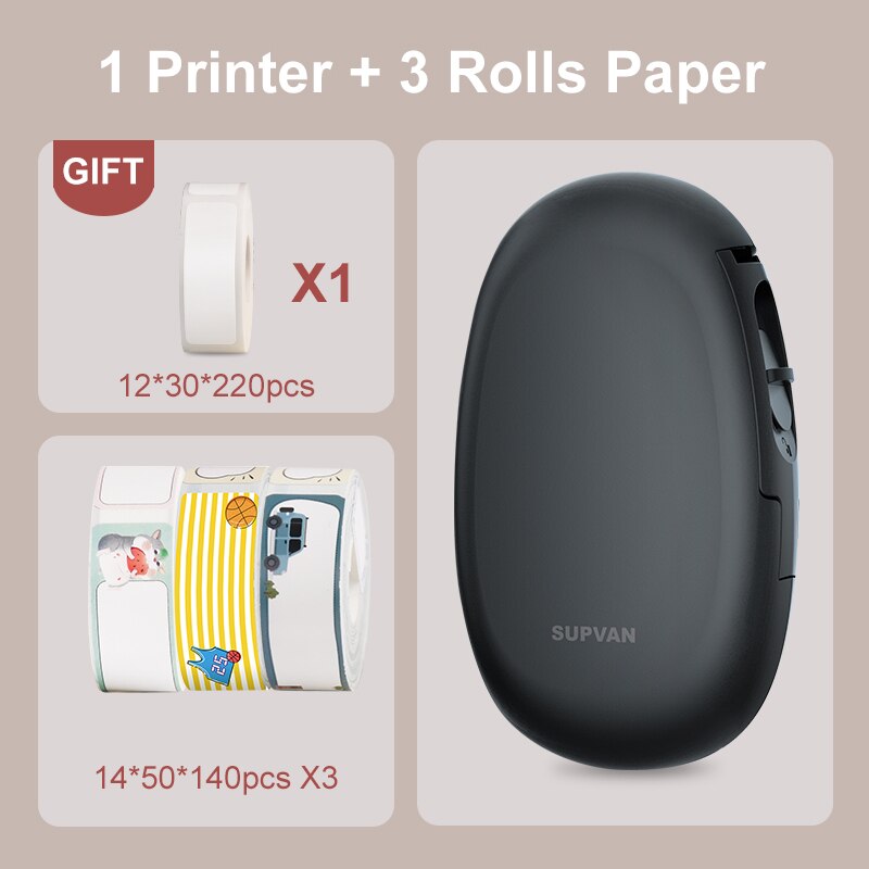 Supvan E10 Black Labeler with Paper Bluetooth Thermal Printer Labeling Machine Mini Sticker Printers Wireless Smart Label Maker: E10Black7