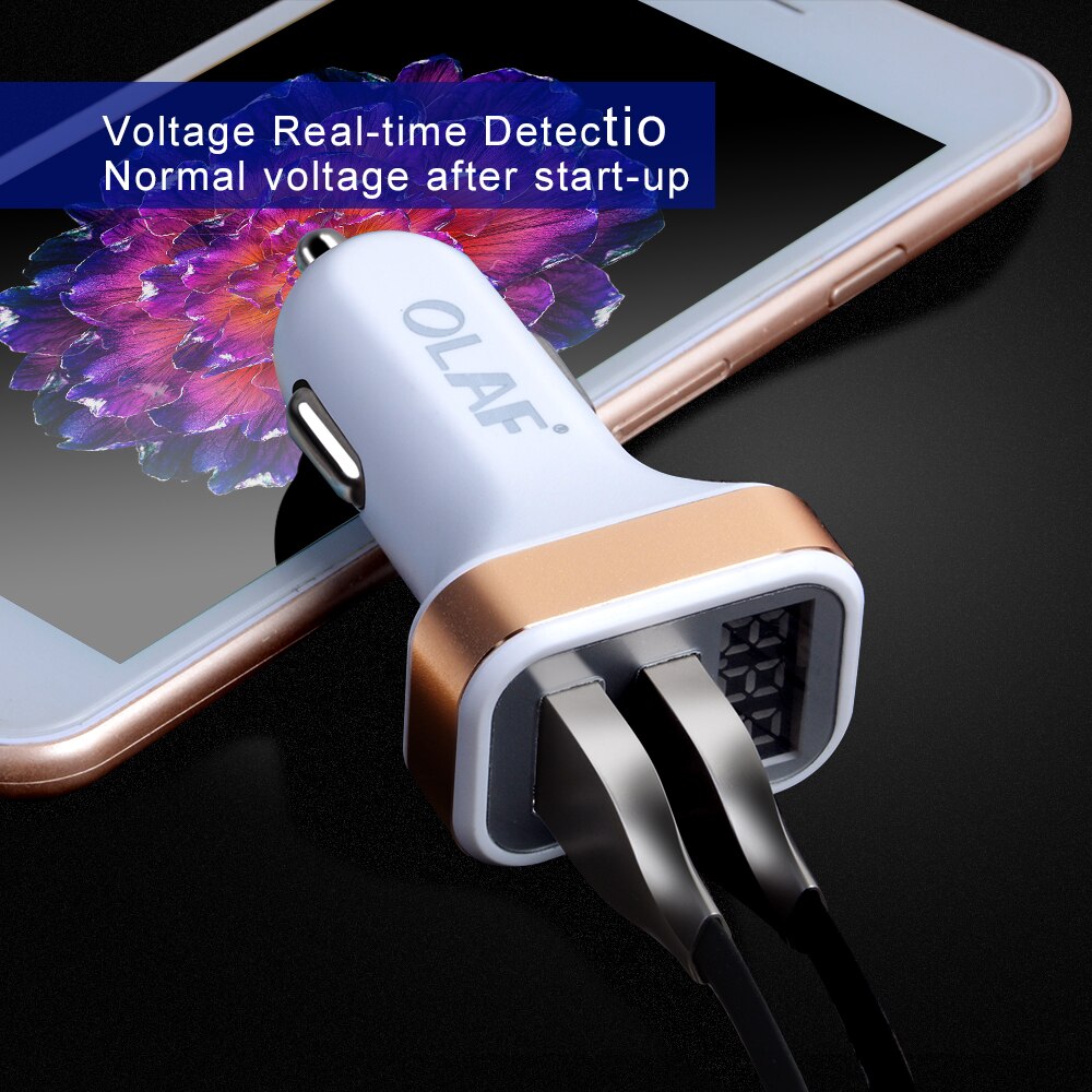 OLAF Dual USB Auto Ladegerät LED Digital Anzeige GPS Auto Schnelle Ladung Adapter USB Ladegeräte Für Samsung Xiaomi Tablette Auto -ladegerät