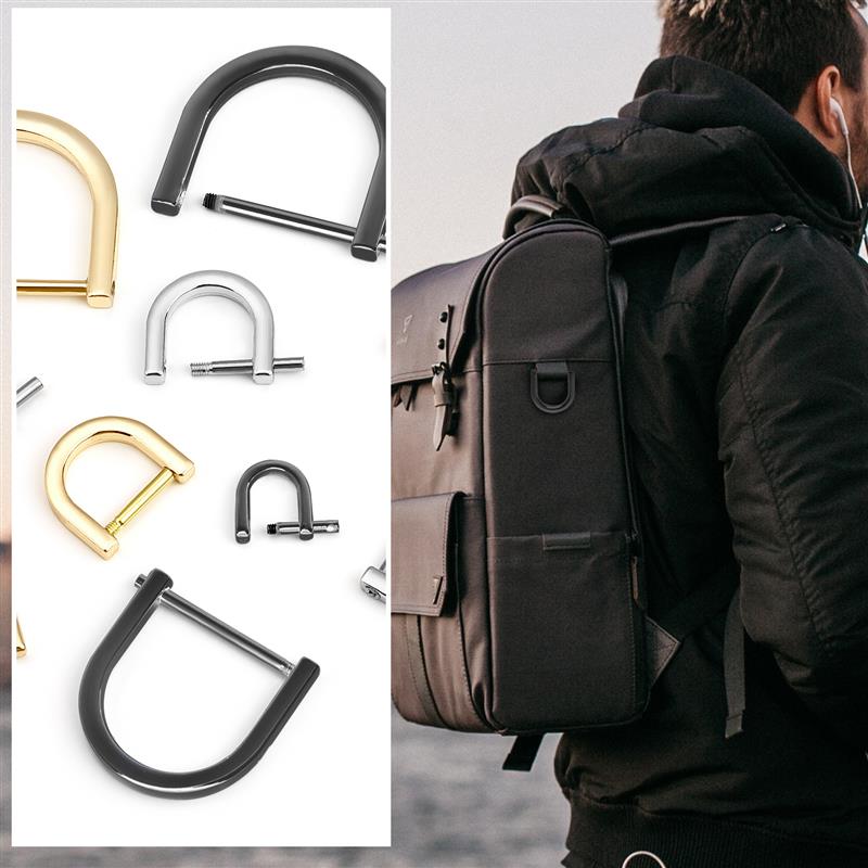 2Pcs Stainless Steel D-Ringshackle Clasp Buckle Keychain Ring Hook Screw Pin Joint Connecter Bag Strap Leathercraft Parts