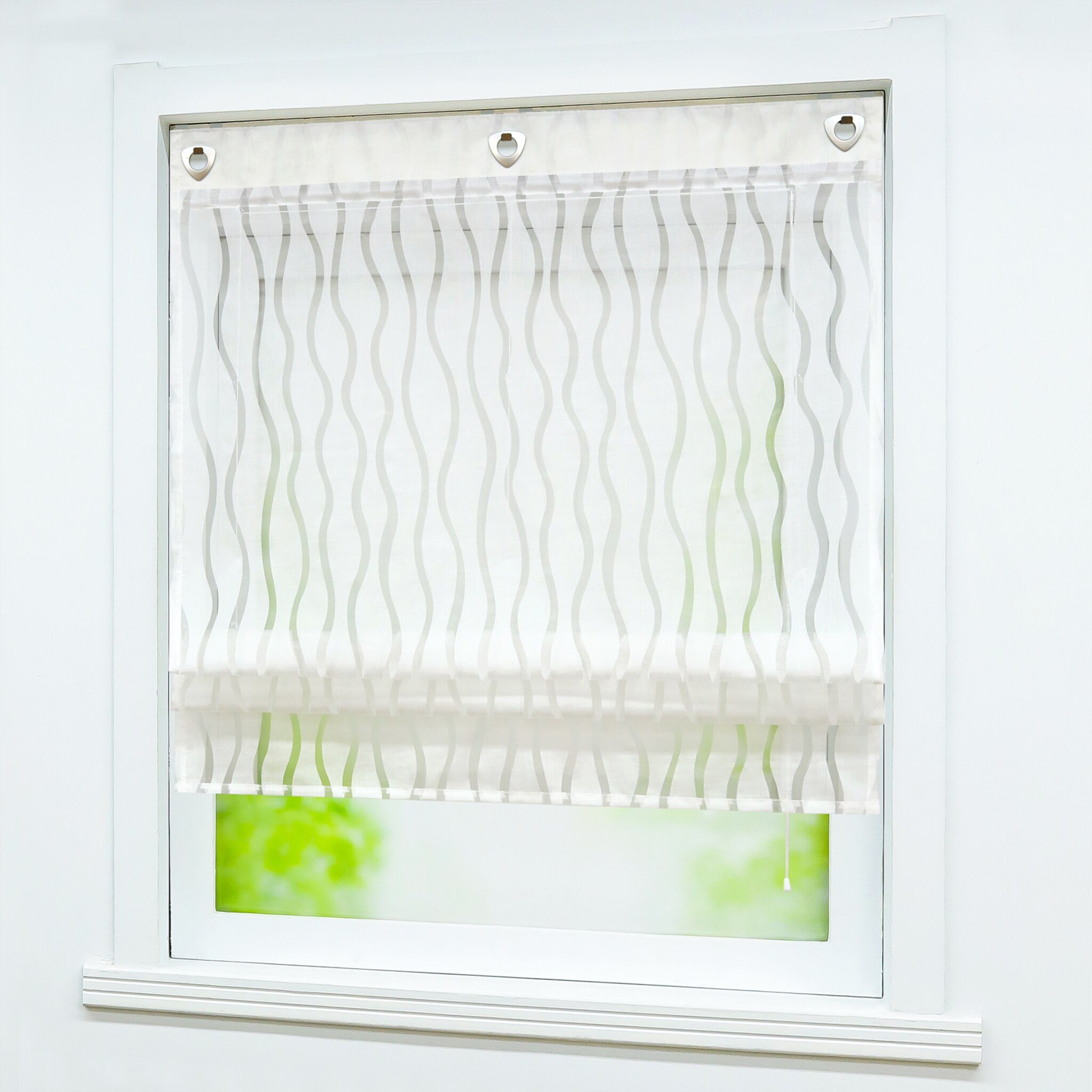Cortinas romanas, ondas, cortinas estampadas de tul para la cocina, sala de estar, ventana transparente, cortina de Panel de cribado de gasa, 1 unids/lote