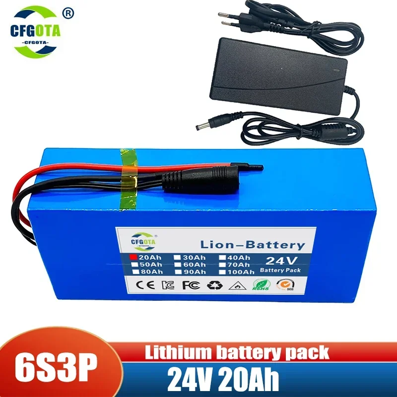 6 s 3p 24v 20ah 18650 akku litiumakku 25.2v 20000 mah sähköinen polkupyörän mopo /sähkö /litiumioniakku ja laturi