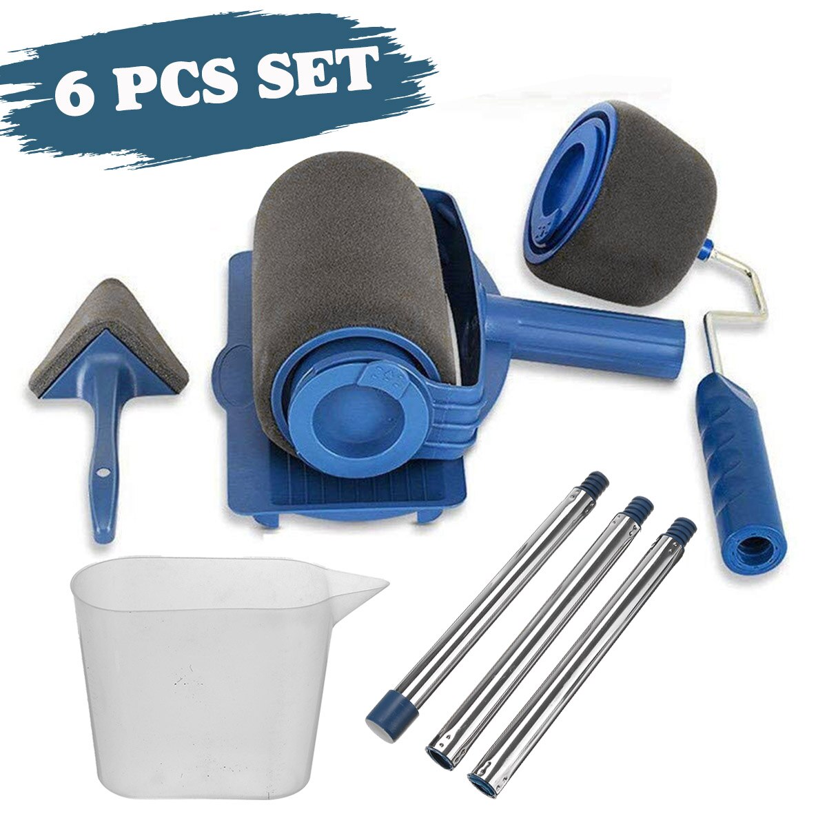 5/6 Pcs Wall Decorate Painting Roller Brush Set Paint Runners Brush Kit Multifunctional House Paint Rollers Runners Pro Tool Set: 6 Pcs