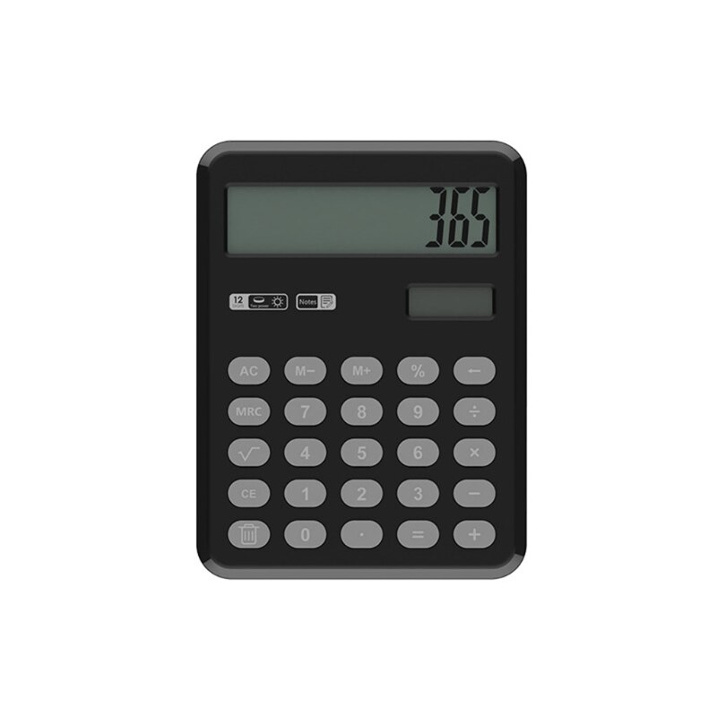 Handwriting Board Calculator Pull-out 12-digit Dual Power Solar Supply Calculator Compact Portable Large-screen: black