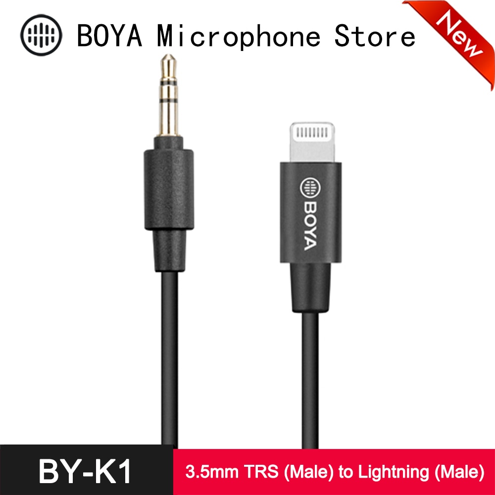 Boya BY-K1 3.5Mm Trs Naar Verlichting Adapter Kabel Voor Iphone 11 Pro Xs Max Xr 8 Plus Aansluiten Op camera Microfoon BY-WM4 BY-WM8 Pro
