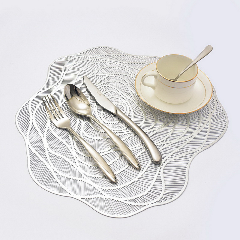 Napperon creux géométrique en PVC, couleur or , décoration de Table à manger