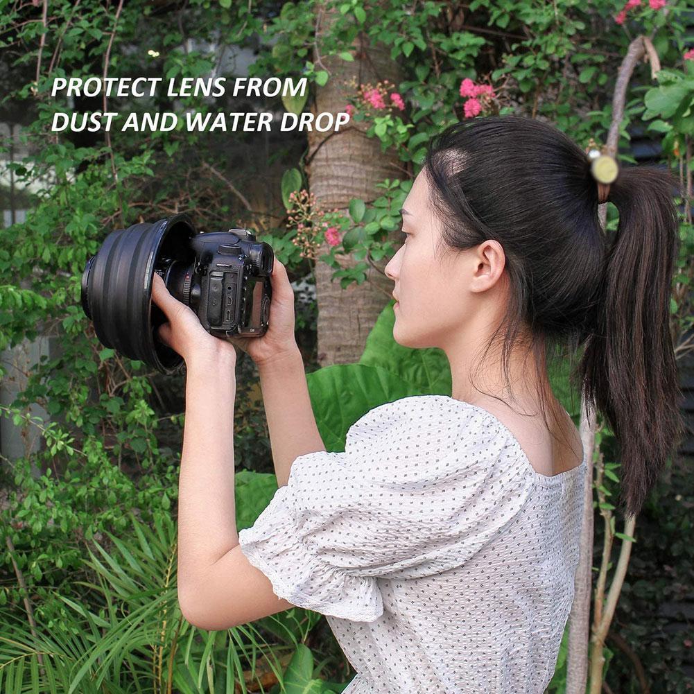 Ultimate Lens Hood Reflection-free Collapsible Silicone Lens Cover Anti-glass Lens Hood for Camera Mobile Phone Images Videos