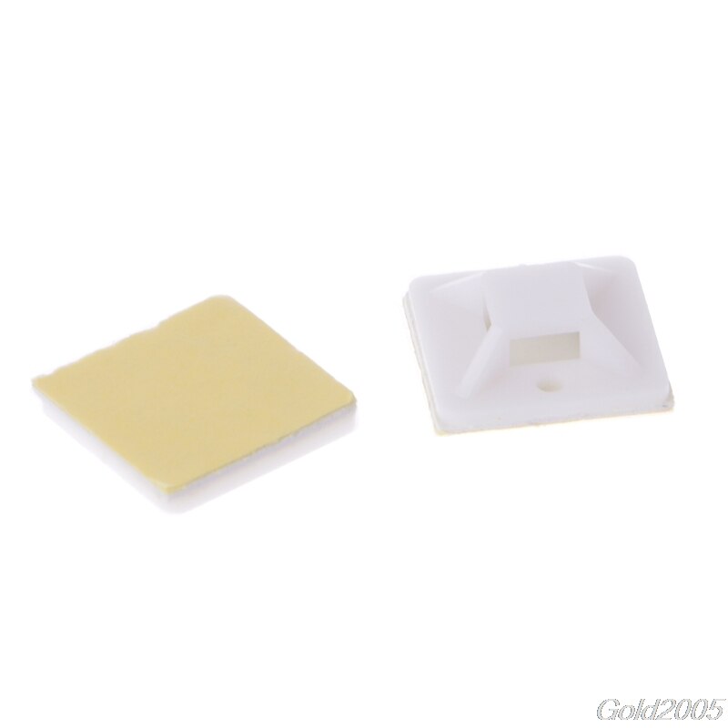 100pcs 20x20mm Self Adhesive Cable Wire Zip Tie Mounts Mounting Base Clamps Clip G25 Whosale