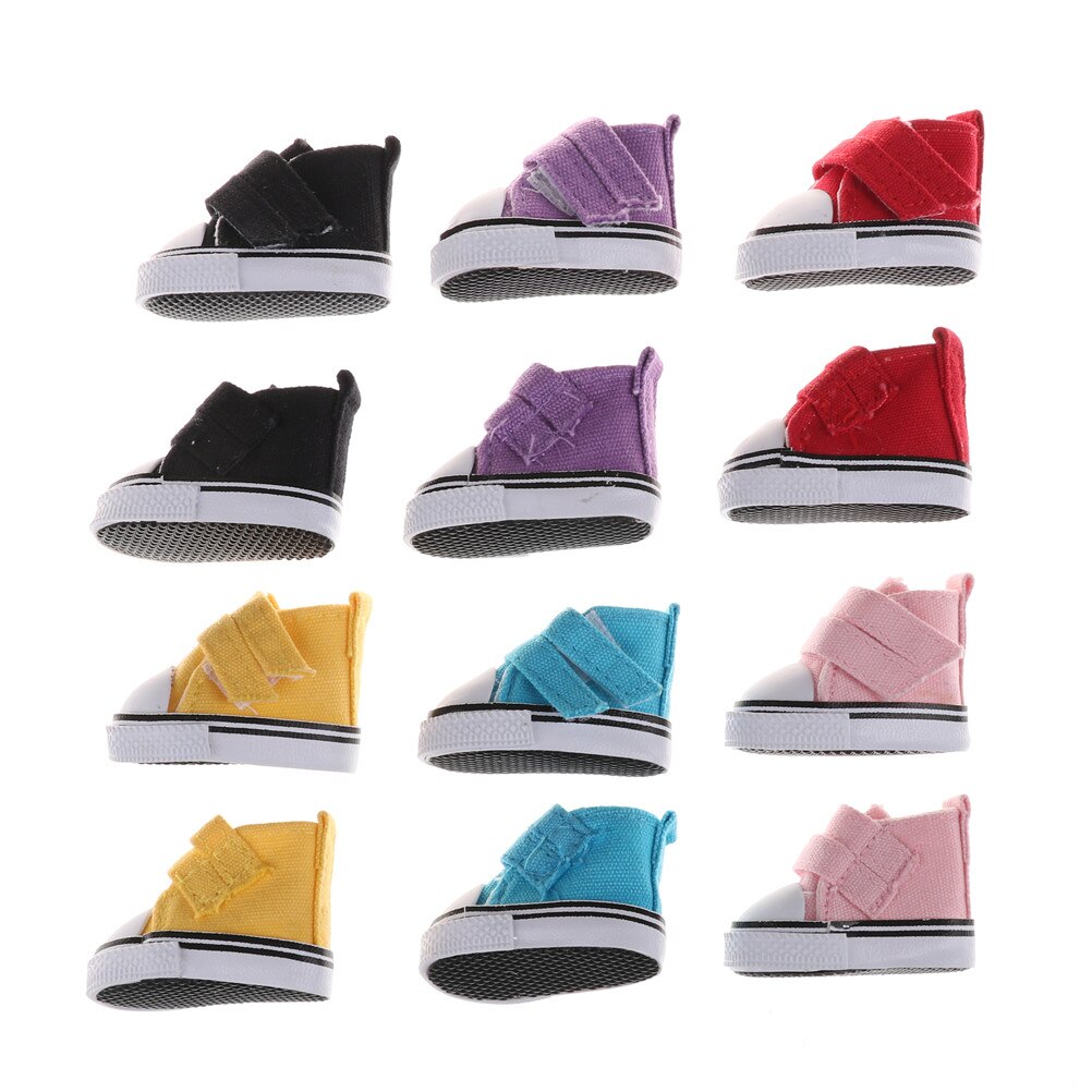 Zapatos de lona surtidos para muñeca, Mini zapatilla de juguete, a la , 6 colores, 5cm, para muñeca rusa