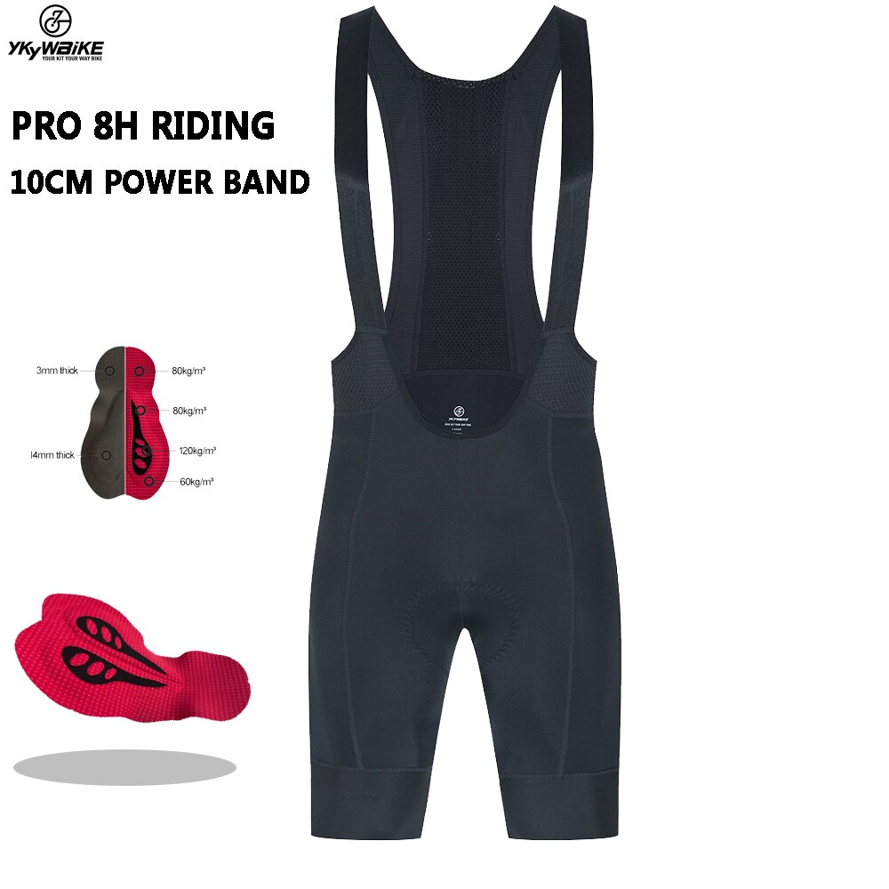 YKYWBIKE Cycling Bib Shorts Summer 8 hour ride Pad Bike Tights MTB Ropa Ciclismo Moisture Wicking Bicycle Pants: black / XXL