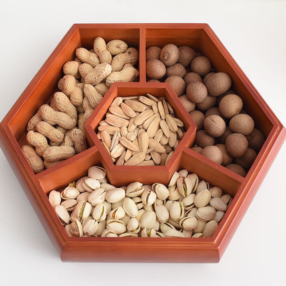 Thuis houten gedroogd fruit doos feest bureaublad serveerschaal met deksel keuken snack opbergdoos snoep koekjes snoep