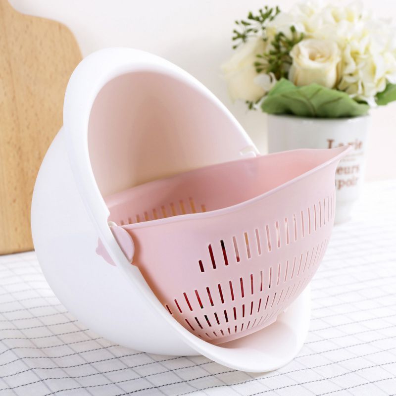 Kitchen Fruit Storage Basket Multi-Function Double-Layer Fruit Basket Vegetable Cleaning Drain Basket Kitchen Storage