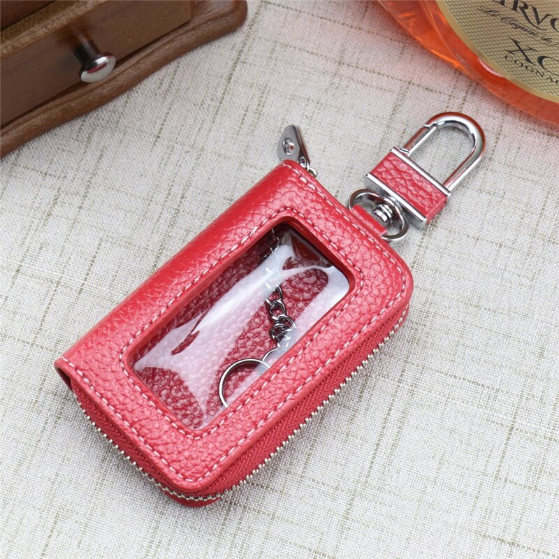 Portable Zipper Square Home Car Key Holder Case Transparent Window Key Bag Wallet Key Chain Women Home Organizer