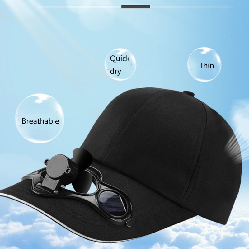 Voksen barn sommer solpanel drevet køleventilator baseball cap udendørs sport camping vandring snapback toppet solskærm hat