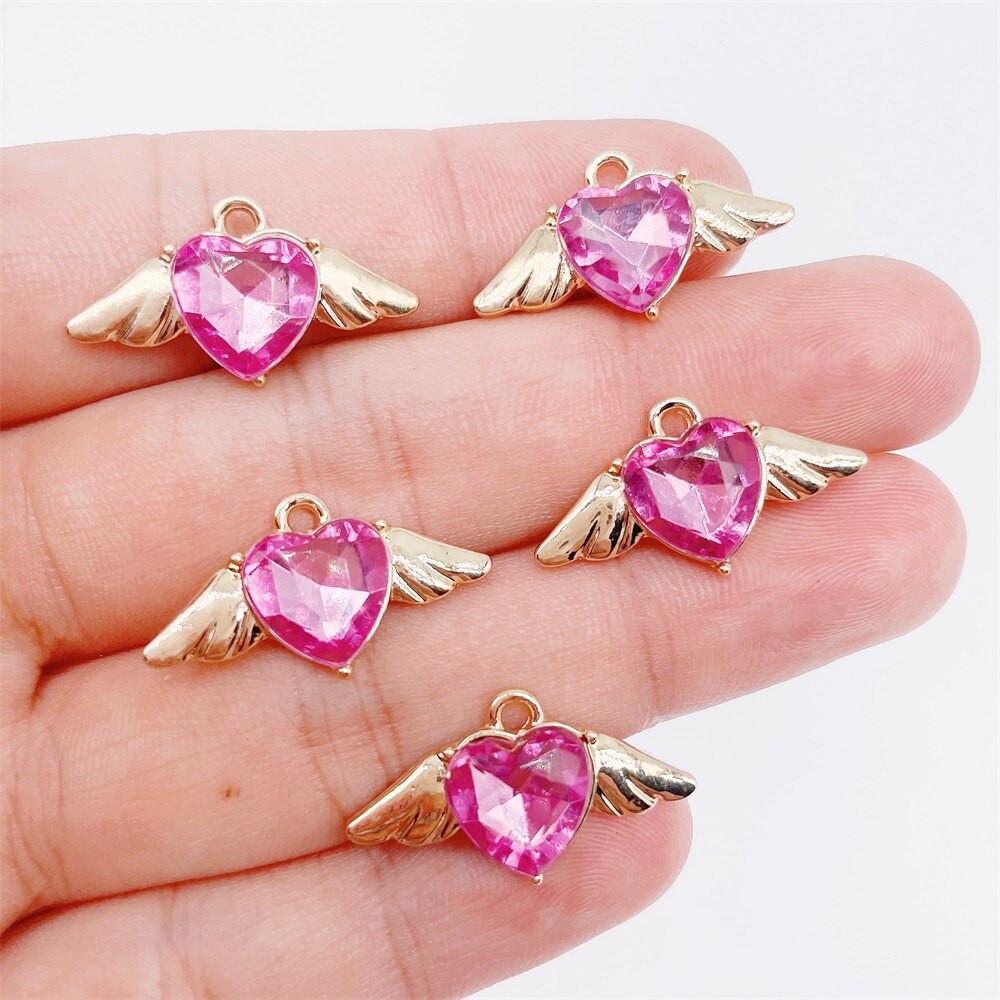 20 stück 25*14mm- farbige acryl-engelsflüGel-anhänger aus legierung, zubehör für diy-schmuck, bastelarbeiten, halsketten, ohrringe, Material