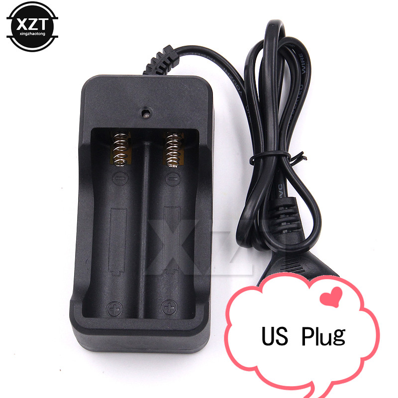 Wiederaufladbares Reise-Ladegerät für 18650 Li-Ionen-Akku, Aufbewahrungsbox, EU-uns-Stecker, AC-Wandladegerät, geschützter Adapter: Schwarz