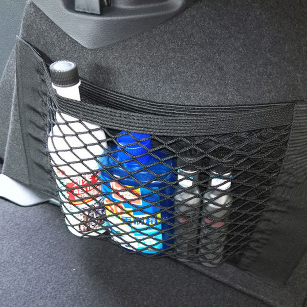 Auto Terug Magic Sticker Mesh Opbergtas Kofferbak Seat Elastische String Net Pocket Kooi Auto Organizer Seat Terug Zak