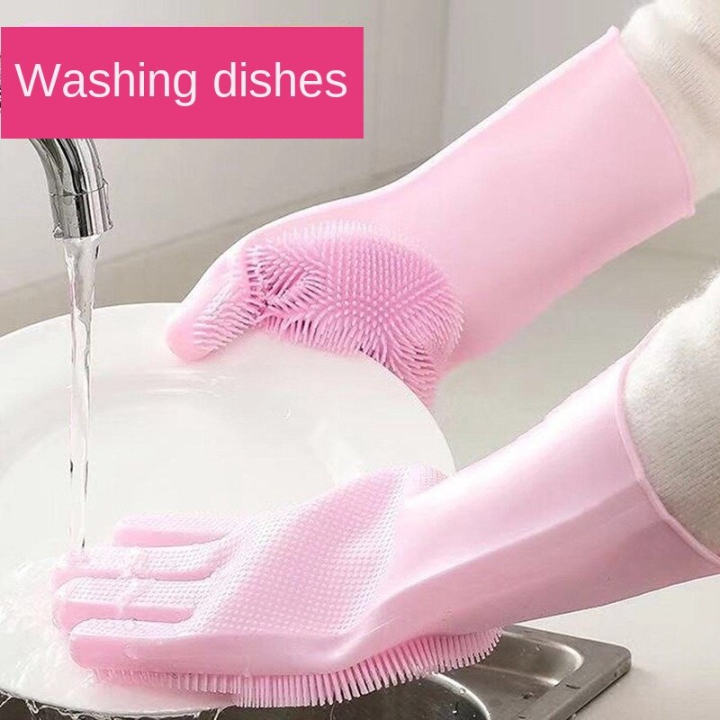 Silikone mágico opvaskemaskine prato lavagem esponja borracha esfrega luvas de limpeza da cozinha 1 par