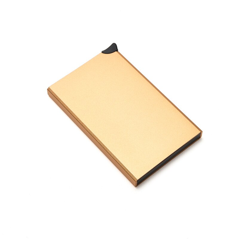 BISI GORO Single Box Wallet Black Metal Box Aluminum Credit Card Holder Slim RFID Protector Card Cases: X-55 Gold