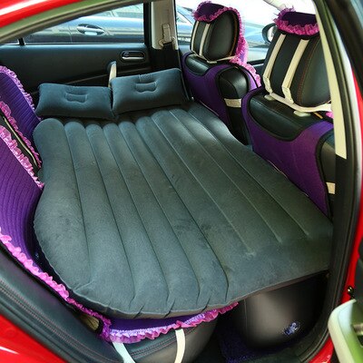 Auto Luchtbed Auto Shock Matras Auto Massaal Luchtbed Outdoor Reizen Air slaapbank bed Auto opblaasbare reizen bed: Black