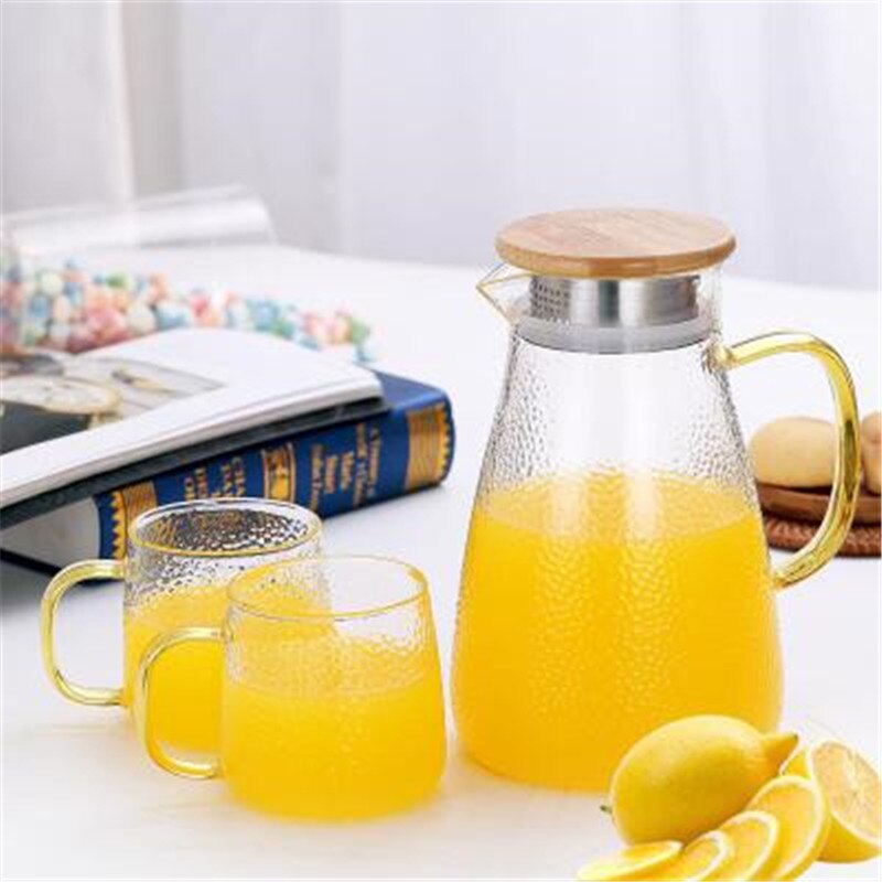 Transparent Glass Cup Teapot Coffee Juice Lemonade Jug Flower Tea Pot /Cold Water Pitcher Heat-proof Transparent Glass Teapot