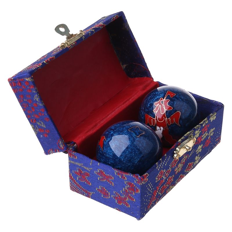 Un par de bolas chinas de salud Baoding, esferas con esmalte, bolas de masaje para terapia de manos 63HE