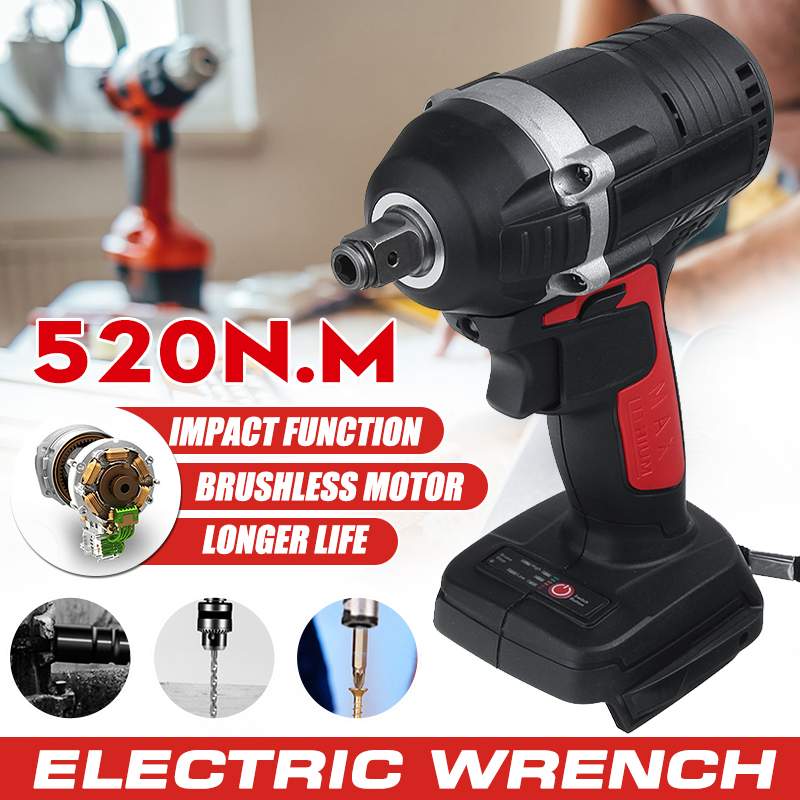 520N.m Torque Brushless Electric Impact Wrench Rechargeable Cordless 2 Socket Wrench Power Tool For 18V Makita Battery