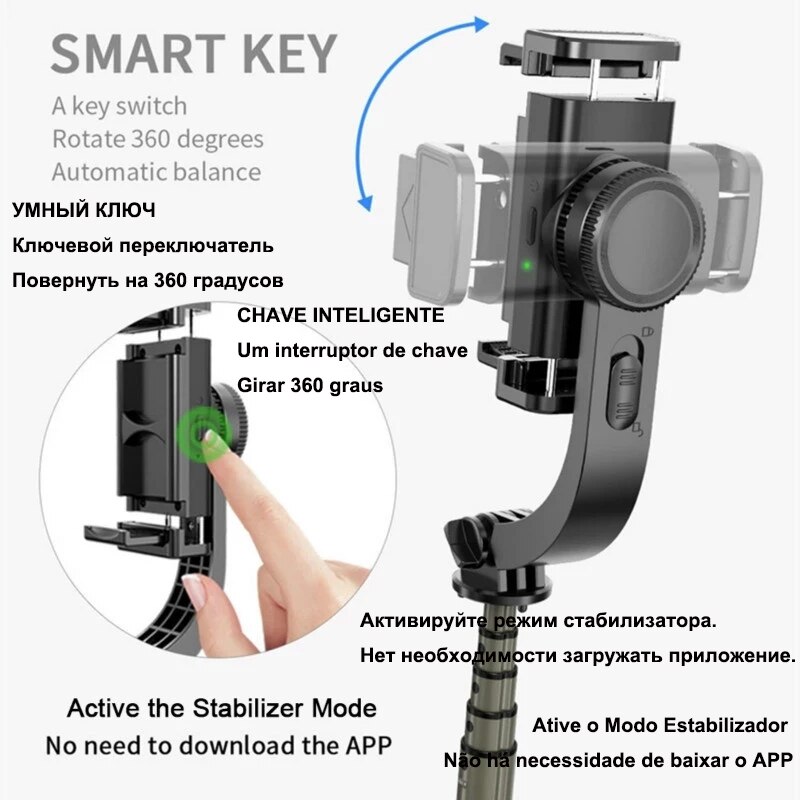 Gimbal Stabilizer For iPhone Android Cell Mobile Phone Cellphone Smartphone Action Camera Handle Grip Selfie Stick Video Tripod