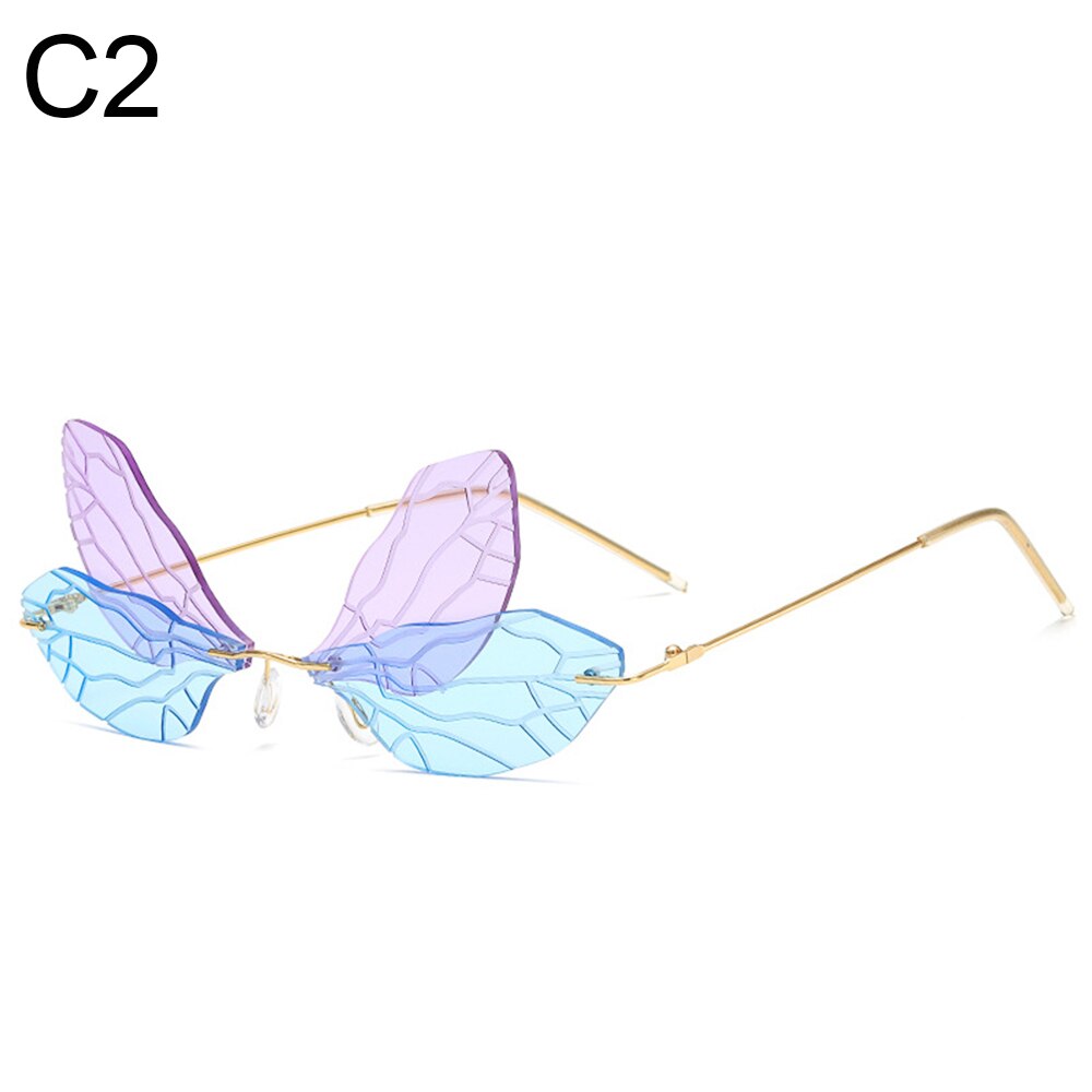 1 PC UV400 samochodów Auto okulary przeciwsłoneczne bezramkowe kobiety Vintage Butterfly okulary przeciwsłoneczne Vintage Street Motor pyłoszczelne gradientowe szkła okulary: C2