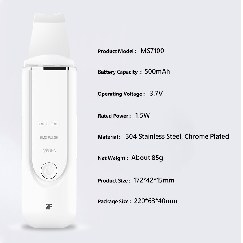 InFace Ultrasonic Ion Cleansing Blackhead Massage Skin Scrubber Peeling Shovel Facial Pore Cleaner Machine Xiaomi Supply Chain