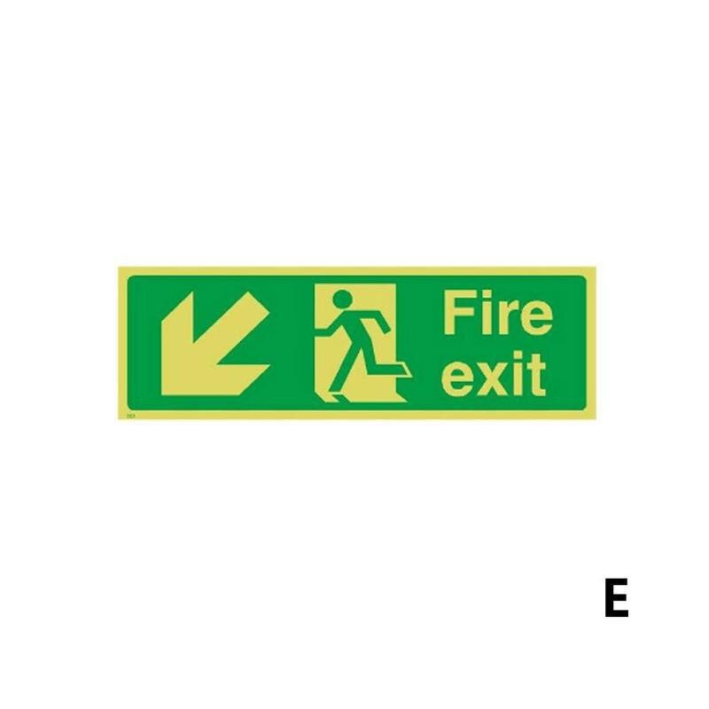 Zelf Adhisive Waterdichte Exit Sign Groene Lichtgevende Veiligheidswaarschuwing Tape Nachtzicht Fire Exit-Rechts Borden Muren Sticker 36x14cm: E