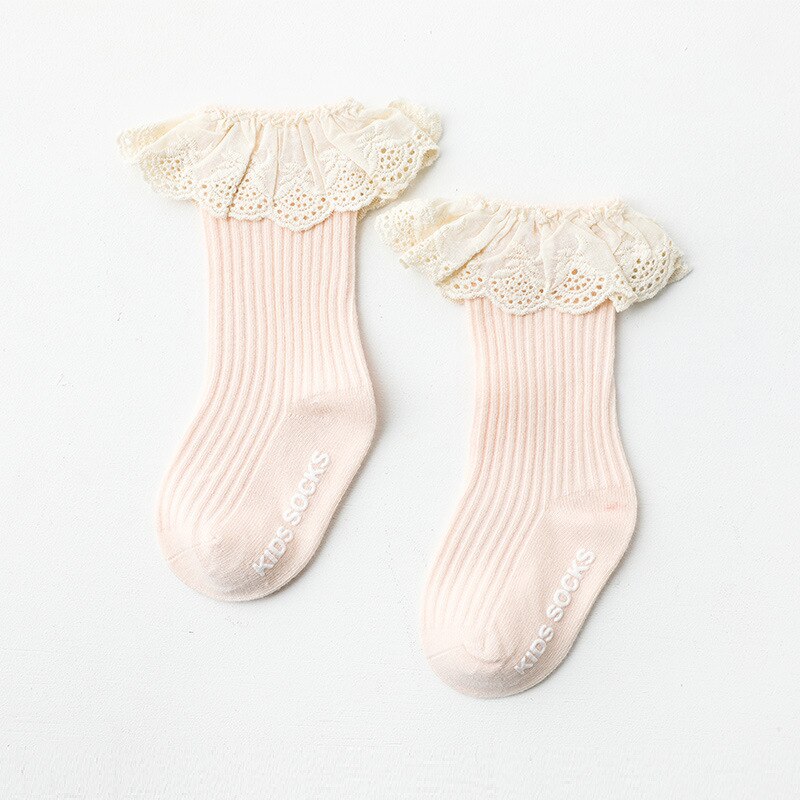 Leuke Baby Sokken Kant Prinses Kinderen Meisje Knie Hoge Sokken Lente Herfst Effen Kleur Baby Peuter Kinderen Lange Sokken: pink / 1-3Y