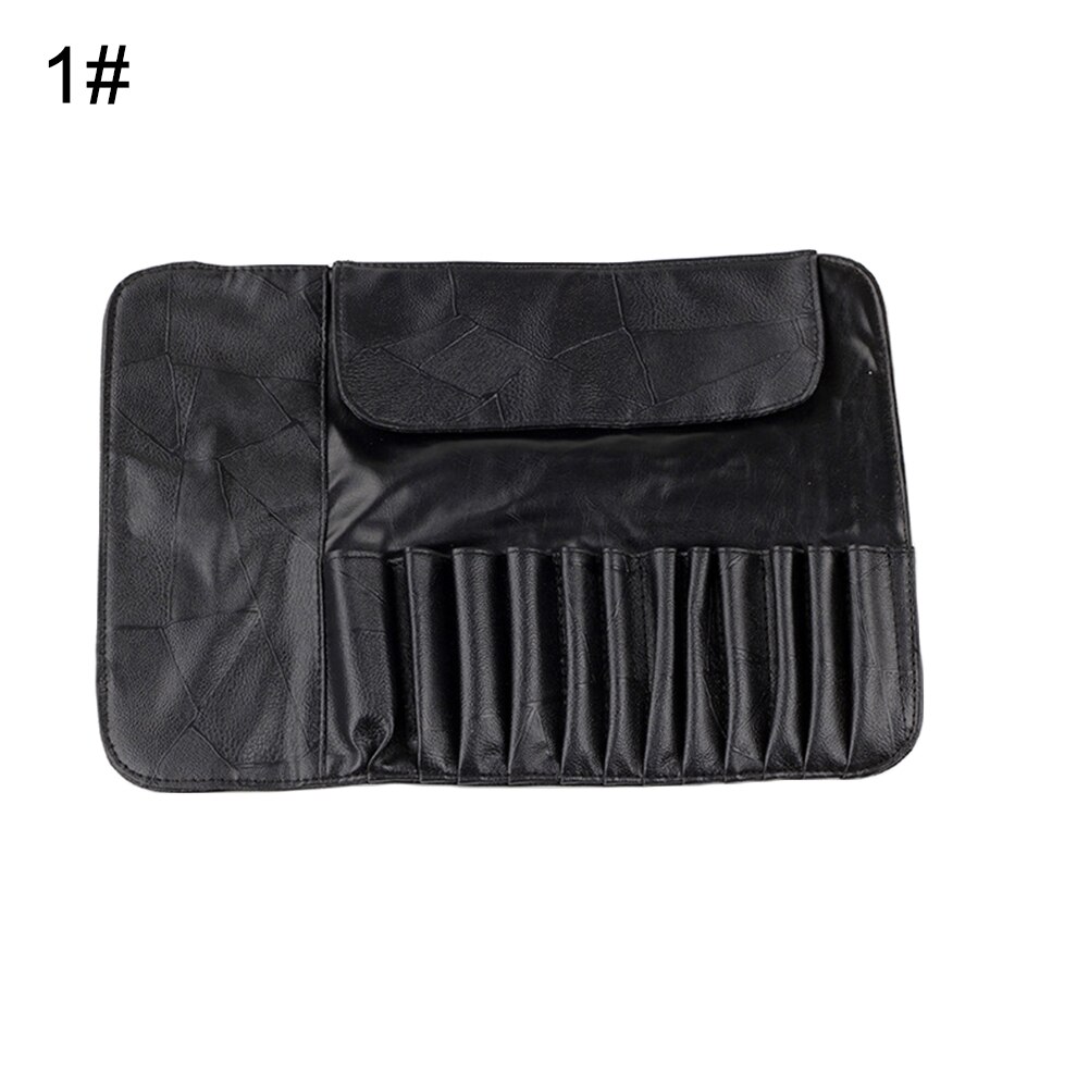 12/18/24 slots bløde makeup børster taske kosmetik taske rejse rullende organizer taske: Sort 12 slots