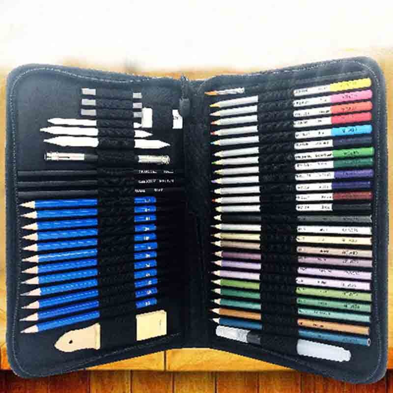 Sketch Drawing Pencil Set, 51 Sketch Color Pencil Painting Set, Drawing Set, Drawing Tools for Beginners Children A