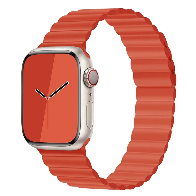 Magnetisk rem til apple watch series 7 band 45mm 41mm silikone urrem iwatch series  s 3 5 4 6 se 38mm 40mm 42mm 44mm: Sort hvid / 14mm