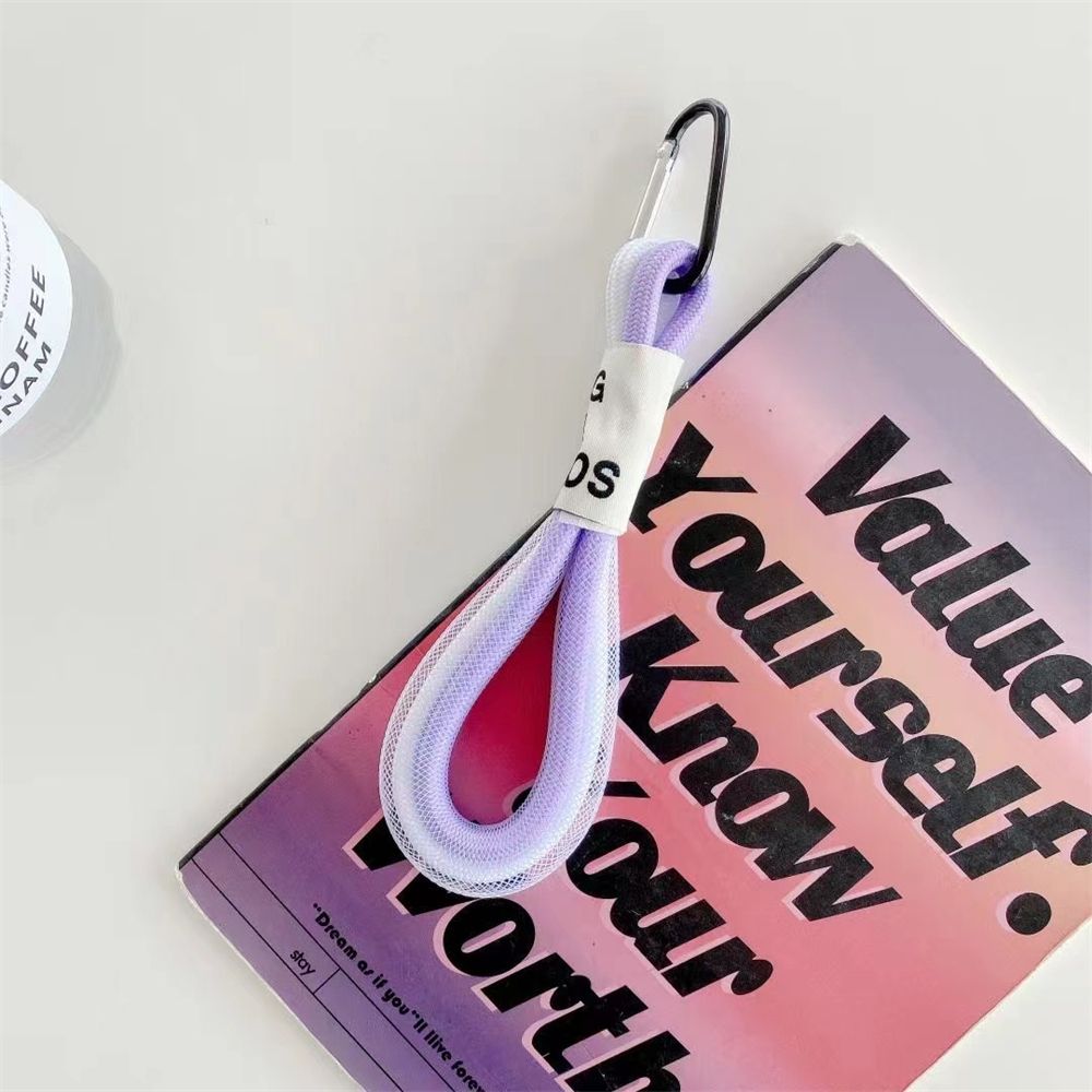 Mode Fluorescerende Kleur Multi Functie Mobiele Telefoon Lanyard Strap Voor Sleutels Rugzak Kaarthouder Leuke Hand Bandjes Korte Touw: purple white