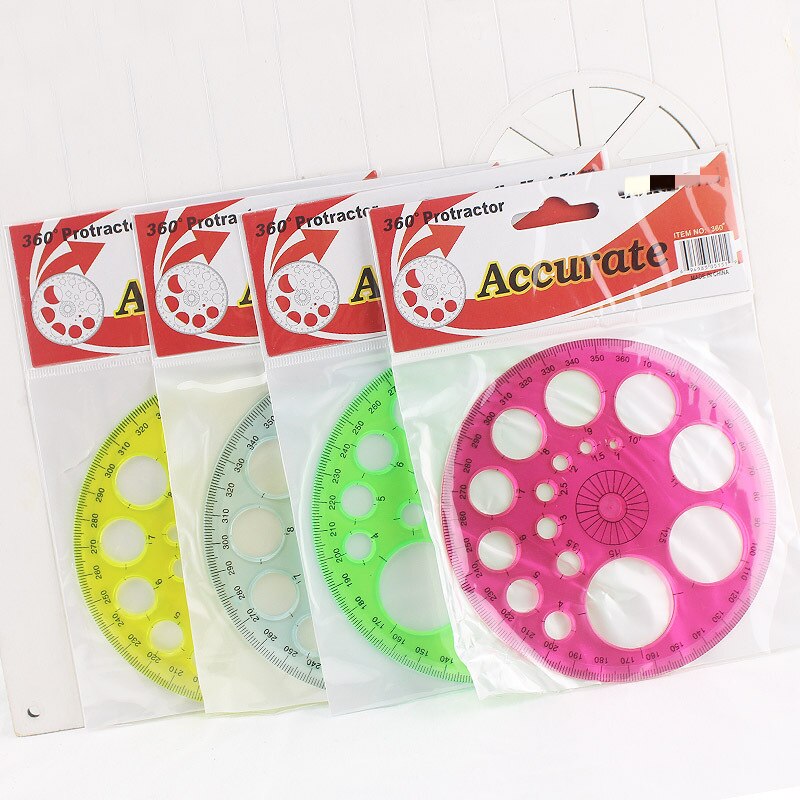 1PCs 360 Degree Protractor Circle Modern Master Template Home Sewing Tools Office School Drafting Supplies Random Color