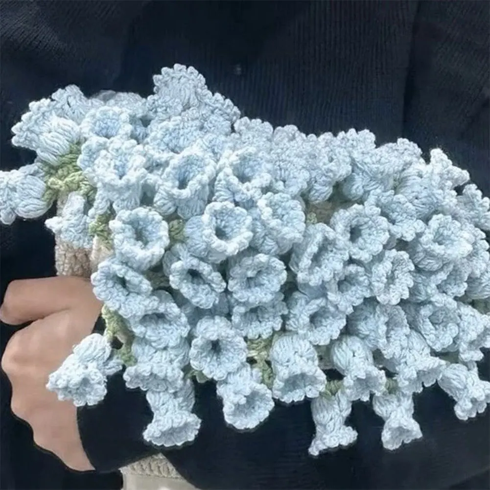 Färdig rosfiltströja handstickad rosbukett virkad filt liljekonvalj gör-det-själv-materialkit plädar: 100 x 140cm / Röd