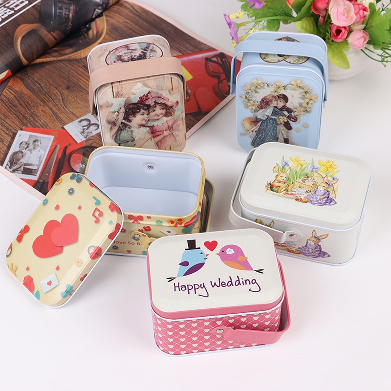 1pc vintage liten koffert oppbevaringsboks godteriboks bytteboks øretelefonboks liten koffert