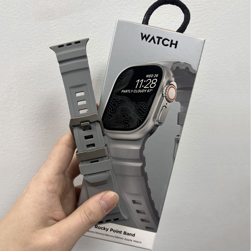 Silikonrem sportsarmbånd til iwatch ultra 2 apple watch 10/9/8/1/2/3/4/5/6/7 46mm 49mm 45mm til watch 41 44 40 38 42mm: Beige / 14mm