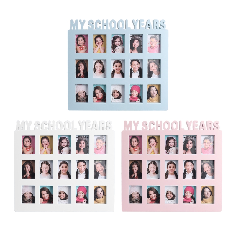 School Years Photo Moment Student Keepsake Frame Children Campus 15 Pictures Display Collage Frame Kids Memory