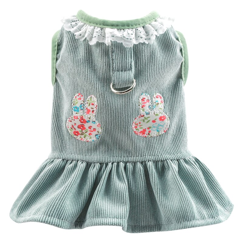 Petcircle roupas para cães bonito coelho cinta no peito vestido para pequeno cão filhote de cachorro pet cat todas as estações traje para animais de estimação roupas camisa pijamas: Verde / M