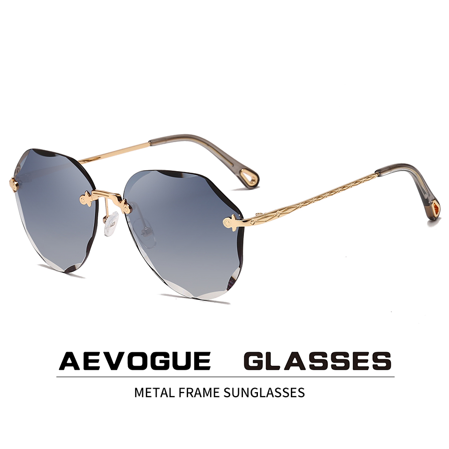 Aevogue solbriller til kvinder damer kantløse diamant skærende linse mærke ocean shades vintage solbriller  ae0637